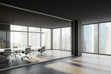 Panoramic grey meeting room corner