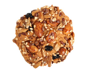 Multi seed cookie. Isolated on white background. Directly Above.