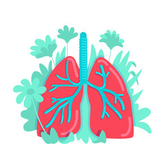 Anatomical lung flat concept vector illustration. Cardiovascular disease prevention. Respiratory system. Physiology 2D cartoon object for web design. Healthy human internal organ creative idea