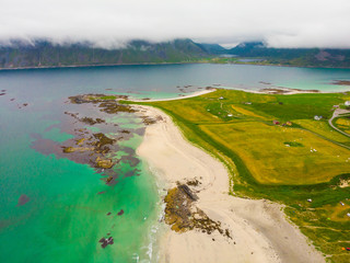 Skagsanden Beach on Flakstadoy island, Lofoten Norway
