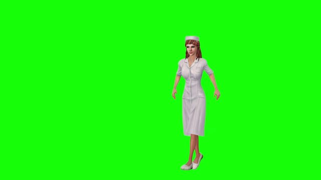 4k 3d animation of a avatar female nurse stand , moving and exercising while trying to explain about how to stay healthy and fit.