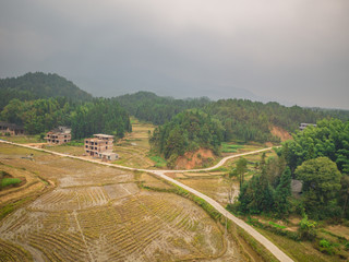 Beautiful rural Secen on the High Speed Train in China.