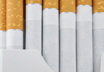Stack of cigarettes close up