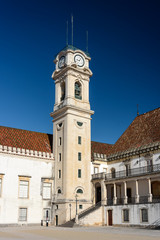 Fototapeta na wymiar university of coimbra. View on the courtyard of the old university with university tower in Coimbra city during the morning in the central Portugal