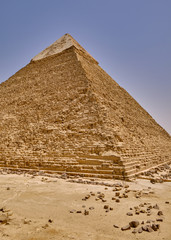 The Pyramid of Khafre (Pyramid of Chephren), the second-tallest of the Ancient Egyptian Pyramids of Giza, Giza Plateau, Cairo, Egypt