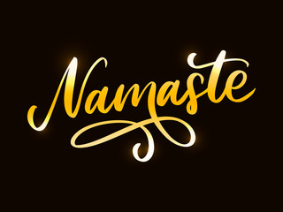 Hand drawn namaste card. Hello in hindi. Ink illustration. Hand drawn lettering background. Isolated on white background. Positive quote. Modern brush calligraphy.