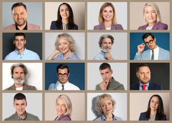 Collage with portraits of different business people