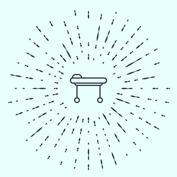 recommend clip art: Black line Stretcher icon isolated on grey background. Patient hospital medical stretcher. Abstract circle random dots. Vector