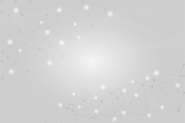 White Abstract Background with bright light line and connected for futuristic Technology. Template of clounds network for community.