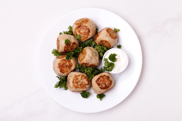 Homemade swedish meatballs with sour cream
