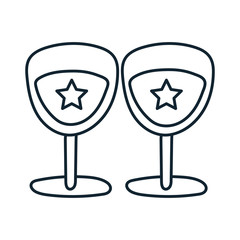 cups with stars independence day line style