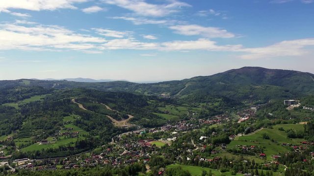 Wisla, Pilish mountain city with the viev of the mountain