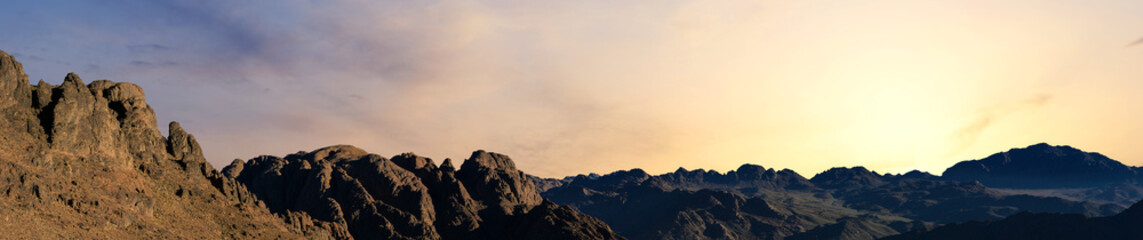 Amazing Sunrise at Sinai Mountain, Beautiful dawn in Egypt, Beautiful view from the mountain