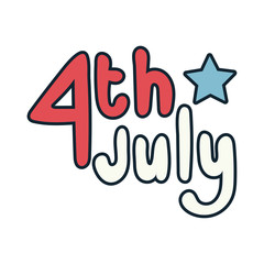 fourth of july lettering independence day line and fill