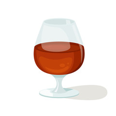 Vector illustration of a beautiful glass of cognac. Strong alcohol.
