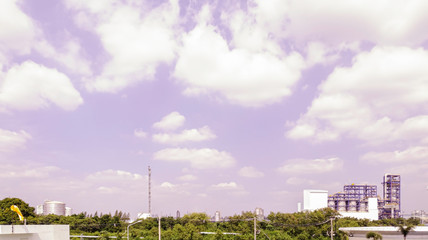 Fototapeta na wymiar Industrial factory plant with empty space sky background