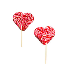 Two heart shaped lollipop. Isolated