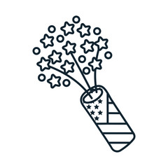 fireworks with usa flag line style icon