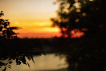 Sunset / sunrise over the dreamy landscape.