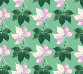 Vector seamless pattern with autumn leaves