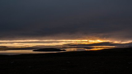 Fototapeta na wymiar On the way to Gullfoss from Reykjavik in Iceland, a wonderful sunrise