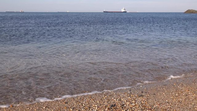 Sea beach on the Black Sea coast in the area of ​​Kilyos, Turkey