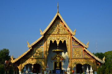 Fototapeta na wymiar The main viharn of Wat Phra Singh in Chiang Mai