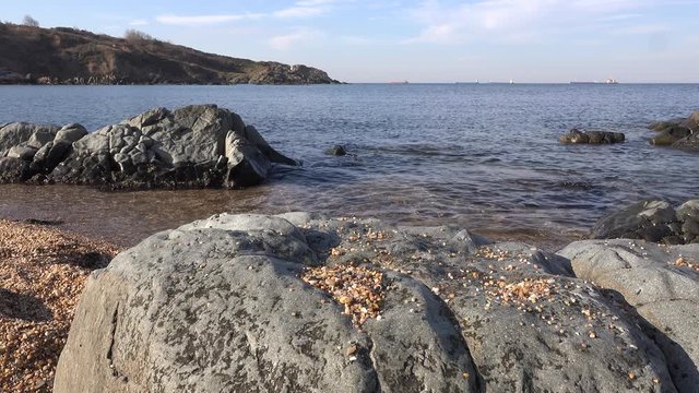 Sea beach on the Black Sea coast in the area of ​​Kilyos, Turkey
