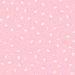 Chinese yuan copper coins seamless pattern. Perfec