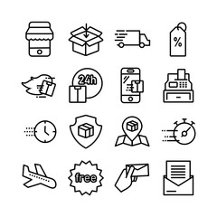 bundle of delivery set icons