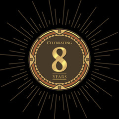 Fototapeta premium Retro 8th anniversary graphic illustration. Celebrating eight years.