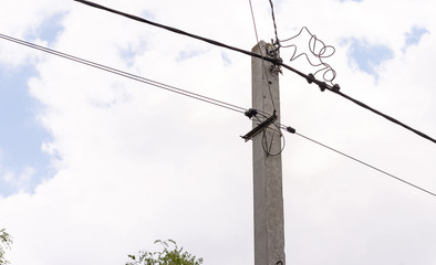 power lines on a wire fence