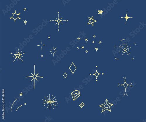 おしゃれでかわいい手書きの星のイラスト キラキラ 素材 Poster Yugoro