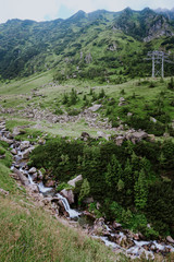 Fototapeta na wymiar Wild mountain river flowing through the rocks