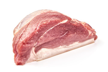 Raw pork ham, fresh meat, isolated on white background
