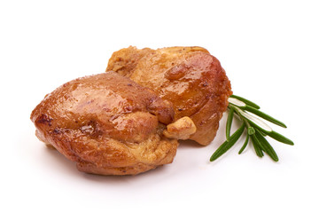 Roasted chicken kebab, BBQ, isolated on white background