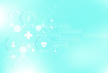 health care and science icon pattern medical innovation concept background vector design.