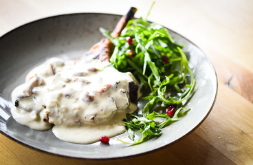 tasty pork cutlet & mushrooms sauce