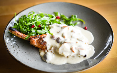 tasty pork cutlet & mushrooms sauce