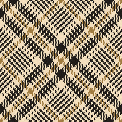 Tweed pattern plaid vector in gold and black. Seamless texture.
