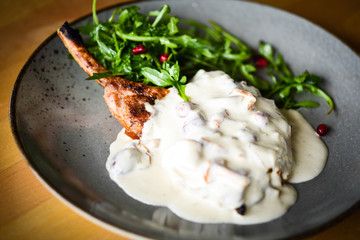 tasty pork cutlet & mushrooms sauce