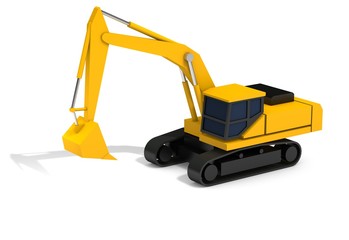 3d illustration of special equipment. Simplified excavator icon. 3d modeling