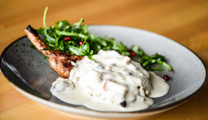 tasty pork cutlet & mushrooms sauce