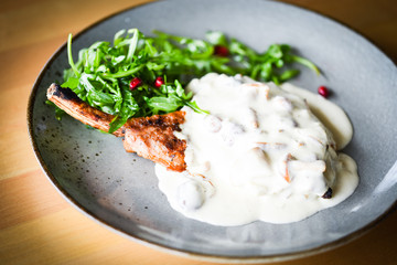 tasty pork cutlet & mushrooms sauce