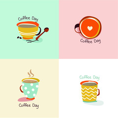 Coffee icons, design templates for coffee ads with retro ingredient plants and minimal designs, social medi stories for shop and house.