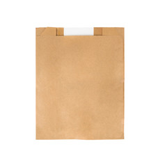Kraft Paper Single Serve Window Bag. Hygienic bread bag. Recycled paper bag mockup. Paper bag with...