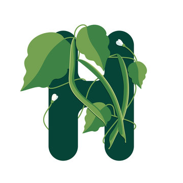 green letter h with climbing plant clip art preview