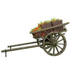 Harvest carrots in a cart
