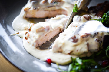 tasty pork cutlet & mushrooms sauce