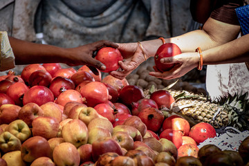 Fresh fruit sold at an open indian street market